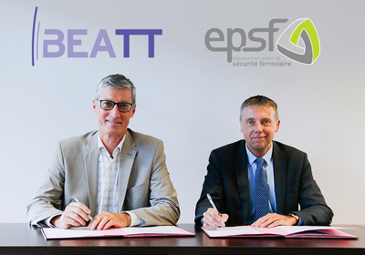 Jean-Damien Poncet, directeur du BEA-TT et Laurent Cébulski, directeur général de l'EPSF